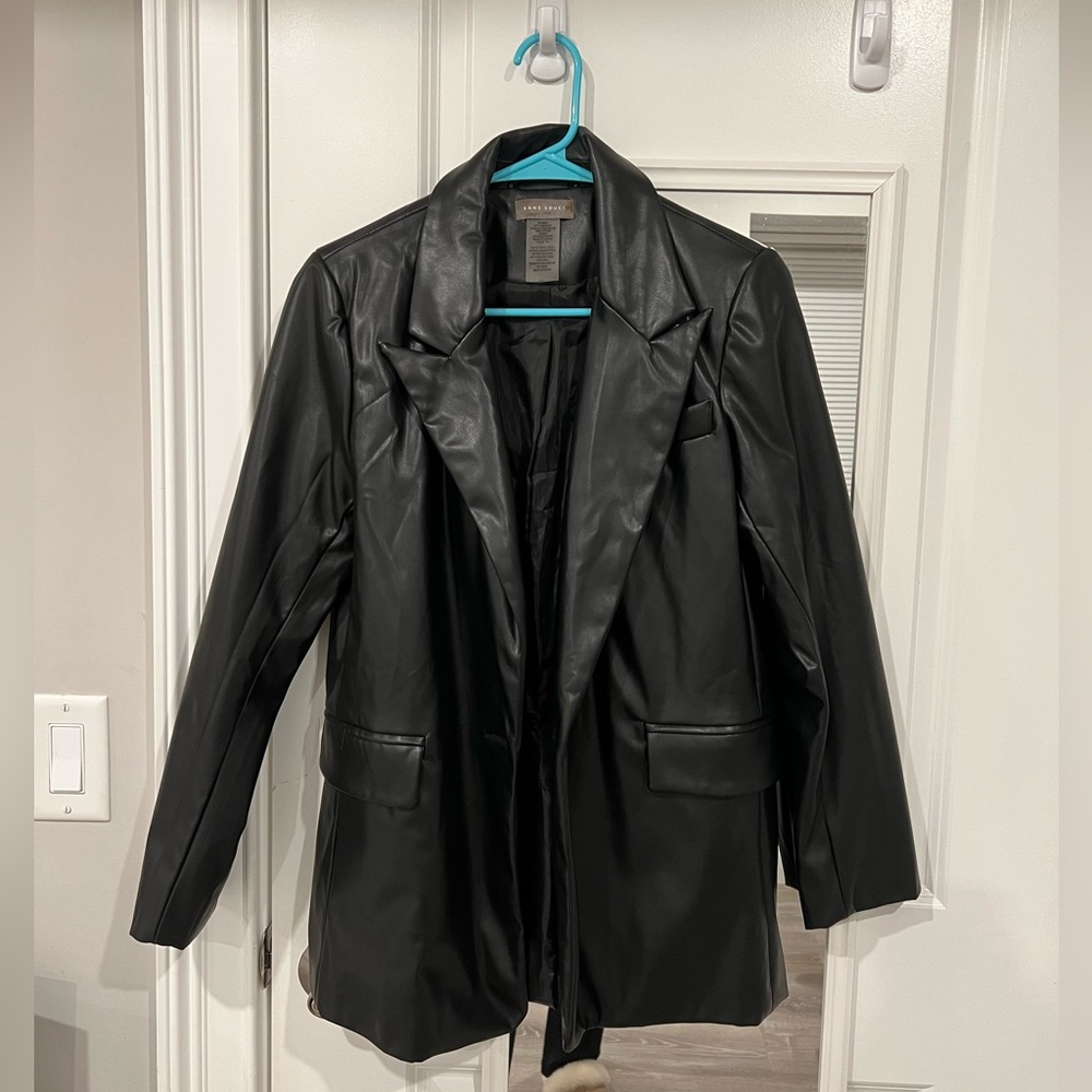 Black Faux Leather Blazer